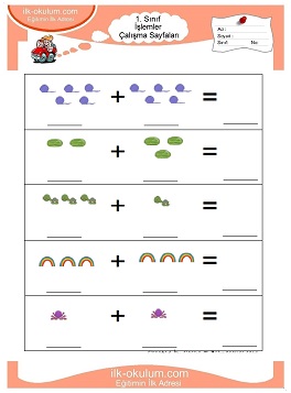 Çocuklar İçin toplam işlemi yaprak testleri 